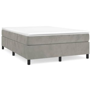 vidaXL Bed Frame Light Grey Velvet, Plywood, Engineered wood Queen