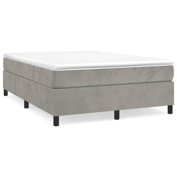 vidaXL Bed Frame Light Grey Velvet, Plywood, Engineered wood Queen