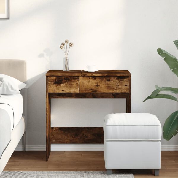 vidaXL Dressing Table Smoked oak Engineered wood, Glass Compact