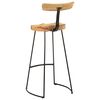 vidaXL Bar Stool Set of 2 Brown and Black Solid Mango Wood, Iron Medium