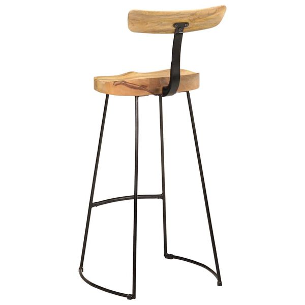 vidaXL Bar Stool Set of 2 Brown and Black Solid Mango Wood, Iron Medium