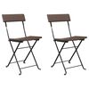 vidaXL Folding Bistro Chair Set of 2 Brown PE rattan, powder-coated steel
