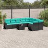 vidaXL 10 Piece Garden Sofa Set with Cushions Black Poly Rattan