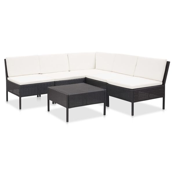 vidaXL Garden Lounge Set Black, Cream White