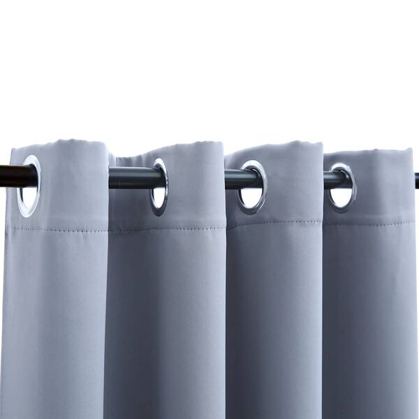 vidaXL Blackout Curtains with Metal Rings 2 pcs Grey 55.1x88.6"