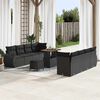 vidaXL Garden Sofa Set with Storage 11 pcs Black Poly rattan