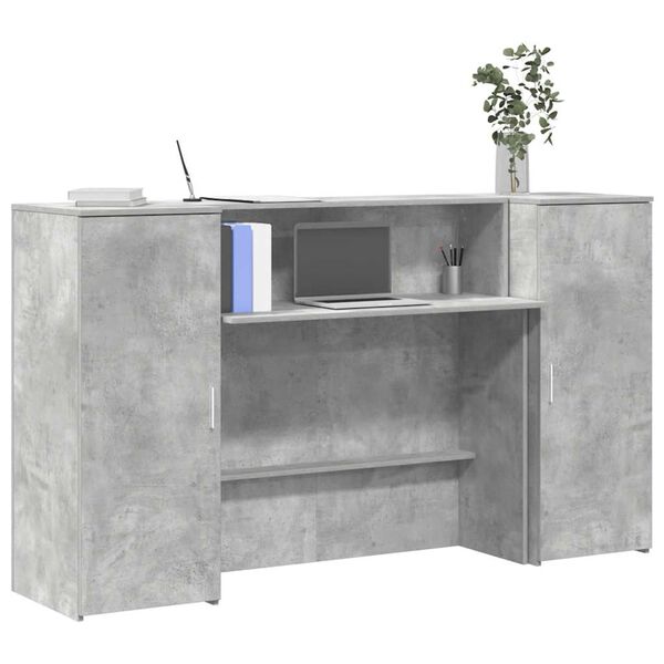 vidaXL Reception Desk Concrete gray Engineered wood 70.9 in