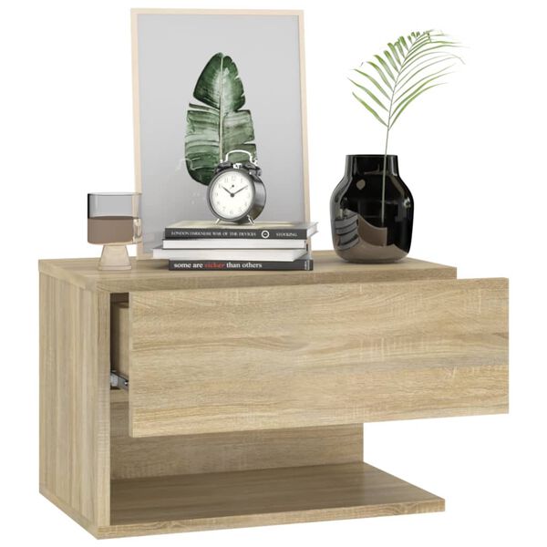 vidaXL Wall-mounted Bedside Cabinet Sonoma Oak Engineered Wood Small