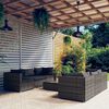 vidaXL Garden Lounge Set Grey PE rattan, powder-coated steel, plastic, glass