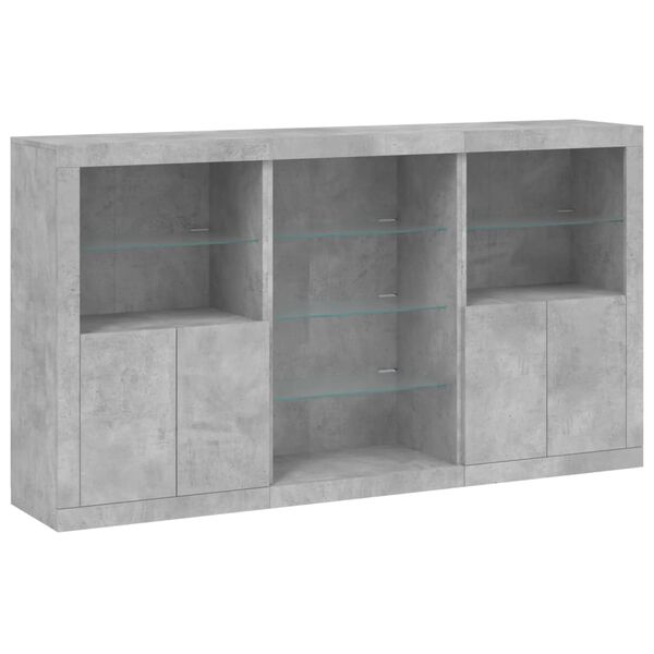 vidaXL Sideboard Concrete Grey Engineered Wood, Glass Large Sideboard