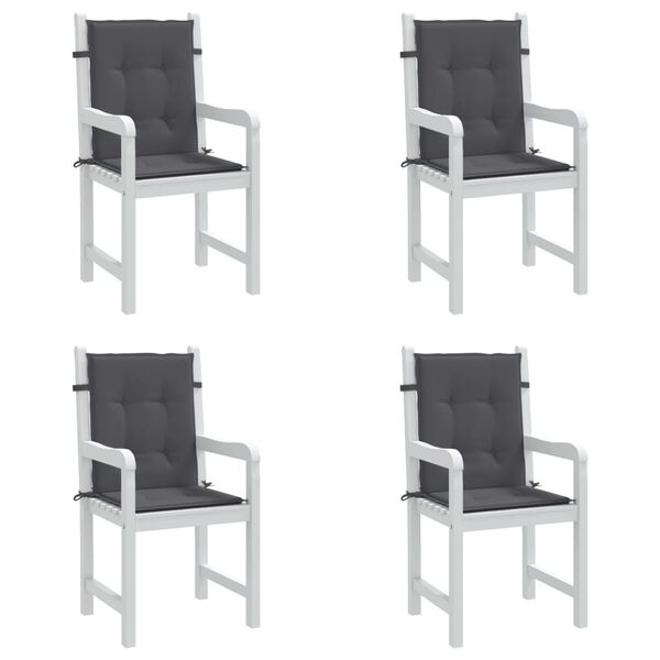 vidaXL Lowback Chair Cushion Set of 4 Anthracite
