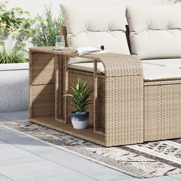 vidaXL Storage Shelf Beige PE rattan, powder-coated steel Medium