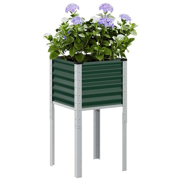 vidaXL Garden Planter Green Steel Medium Durable Garden Planter