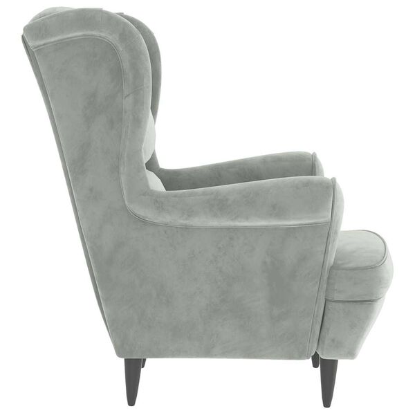 vidaXL Armchair Light Grey Velvet (100% polyester), plywood Medium