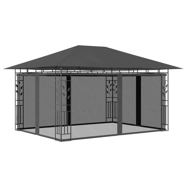vidaXL Gazebo with Mosquito Net 13.1'x9.8'x9' Anthracite 0.6 oz/ft²