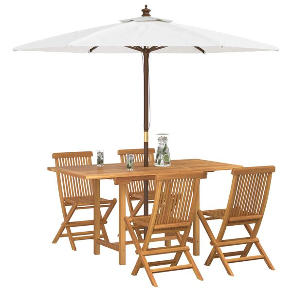 vidaXL Garden Dining Set 5 pcs Brown Solid teak wood
