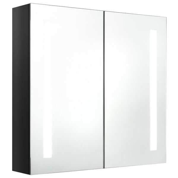vidaXL Bathroom Cabinet Shining Black MDF Board with Melamine Finish, Glass
