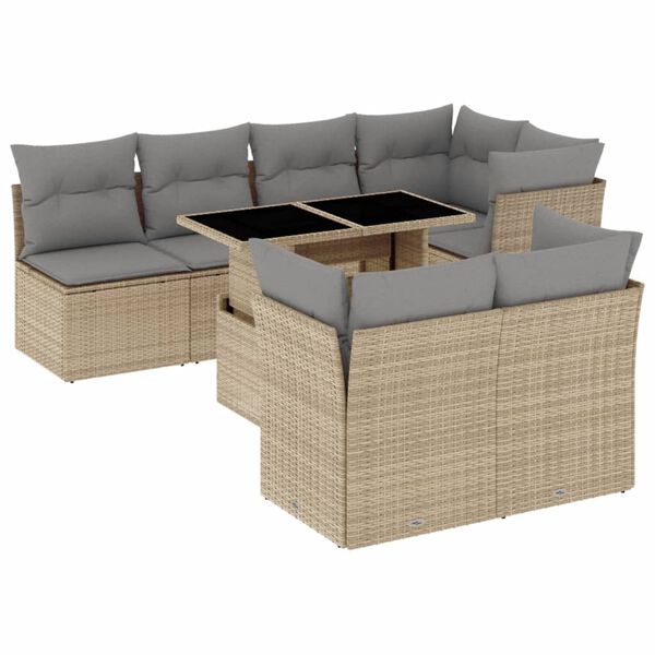 vidaXL Garden Sofa Set Beige PE Rattan Large Modular Garden Sofa Set