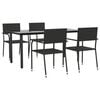 vidaXL Garden Dining Set Black Poly Rattan Medium Stackable