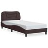 vidaXL Bed Frame Dark Brown Polyester, Metal, Solid Pine Wood, Plywood