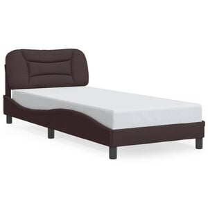 vidaXL Bed Frame Dark Brown Polyester, Metal, Solid Pine Wood, Plywood