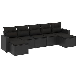 vidaXL Garden Sofa Set Black Poly Rattan, Powder-Coated Steel, Polyester