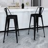 vidaXL Bar Stool Set of 2 Black Steel Tall Footrest Bar Stool