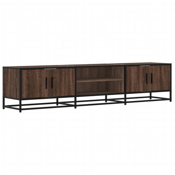 vidaXL TV Cabinet Brown Oak Engineered Wood, Metal Large TV Cabinet