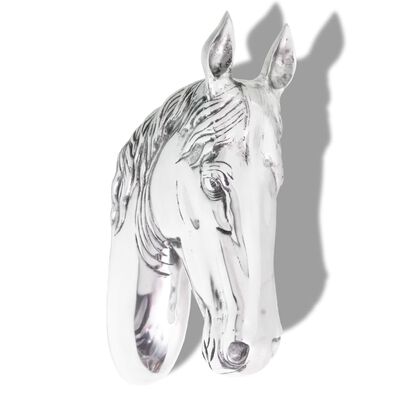 vidaXL Horse Head Decoration Wall-Mounted Aluminum Silver