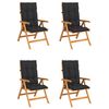 vidaXL Reclining Patio Chairs with Cushions 4 pcs Solid Teak Wood