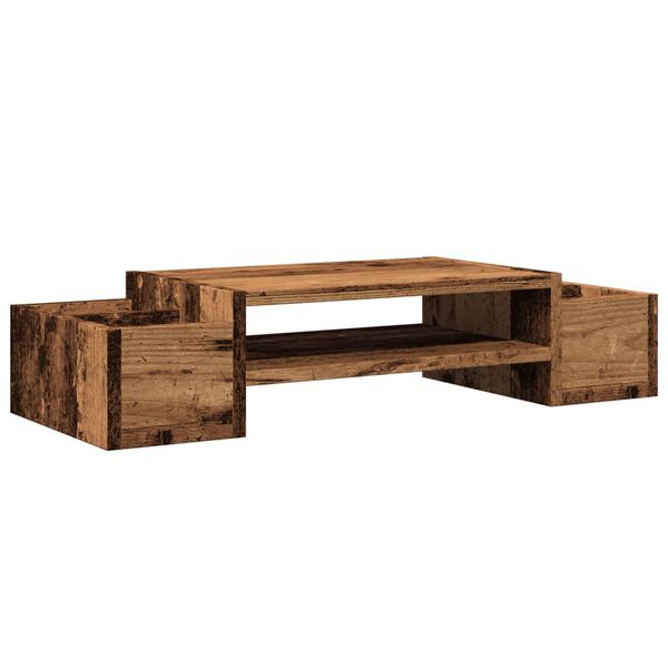 vidaXL Monitor Stand with Storage Old Wood 27.6x10.6x5.9" Engineered Wood