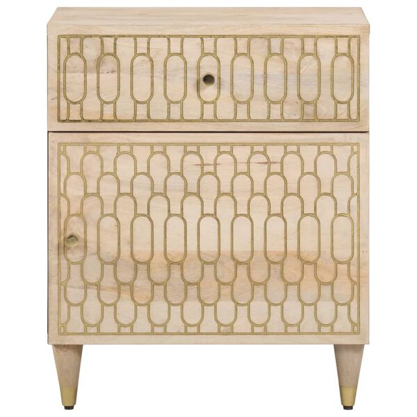 vidaXL Bedside Cabinet Bleach Natural Solid Mango Wood 19.7x13.0x23.6 in