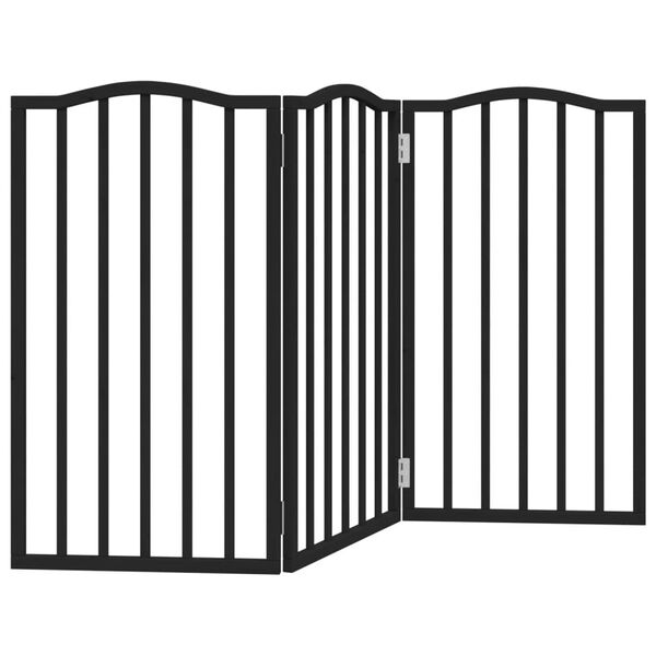 vidaXL Dog Gate Set of 3 Black Poplar Wood Total length 59 in Foldable