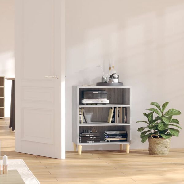 vidaXL Sideboard Grey Sonoma Engineered wood, Solid Eucalyptus wood