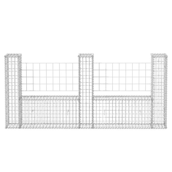 vidaXL Gabion Basket U-Shape Galvanized Steel 94.5"x7.9x39.4"
