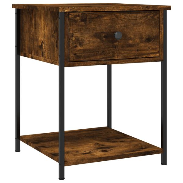 vidaXL Bedside Table Set of 2 Smoked oak Engineered wood, iron