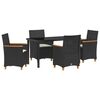 vidaXL Garden Dining Set 5 pcs Black poly rattan