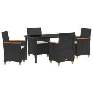 vidaXL Garden Dining Set 5 pcs Black poly rattan