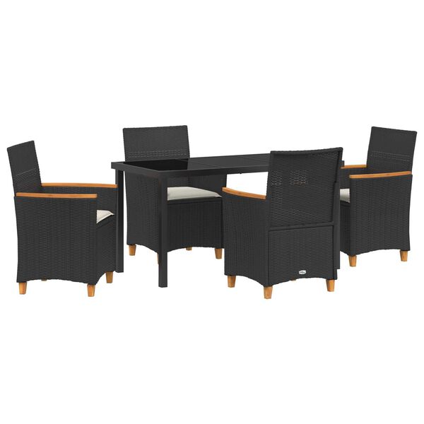 vidaXL Garden Dining Set 5 pcs Black poly rattan