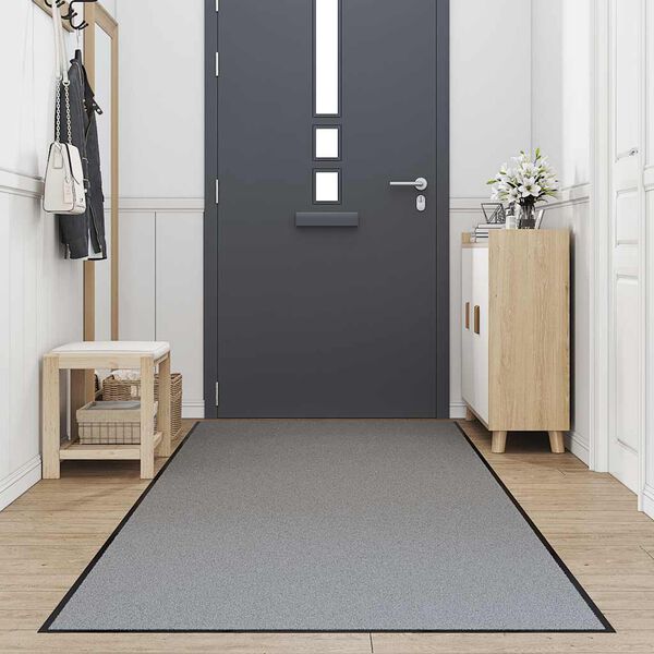 vidaXL Doormat Grey Polypropylene and PVC 45.3 x 196.9 in Non-slip