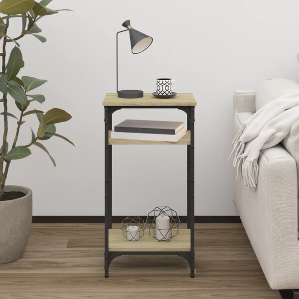 vidaXL Side Table Sonoma Oak Engineered Wood, Steel Regular Side Table