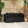 vidaXL 2-seater Sofa Black PE rattan, steel, polyester