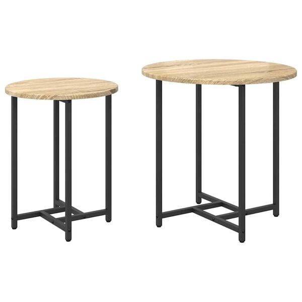 vidaXL Side Table Set 2 pcs Sonoma Oak and Black