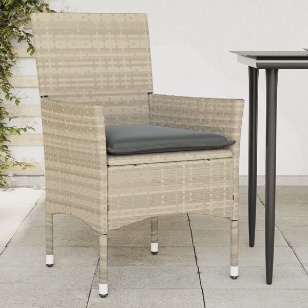 vidaXL Garden Chair Set of 2 Light Grey PE rattan, powder-coated steel