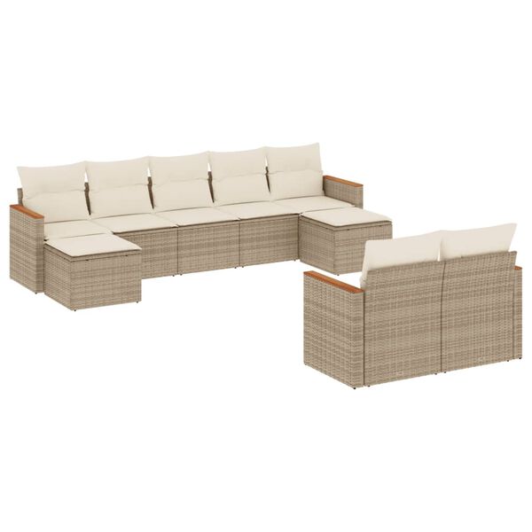 vidaXL Garden Sofa Set Beige PE Rattan Large Modular Garden Sofa Set