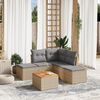 vidaXL Garden Sofa Set Beige PE Rattan 6 Piece Modular Garden Sofa Set