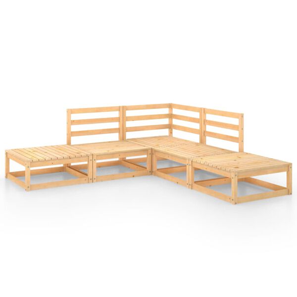 vidaXL Garden Lounge Set Natural Pine Solid Pine Wood 5 Piece Set