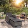 vidaXL Sun Lounger Grey, Dark grey PE rattan, Powder-coated steel, Fabric