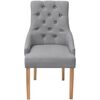 vidaXL Dining Chair Set of 6 Light Grey Polyester fabric, Oak wood