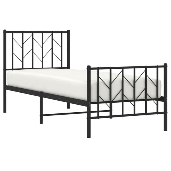 vidaXL Bed Frame Black Powder-Coated Steel Small Single Bed Frame